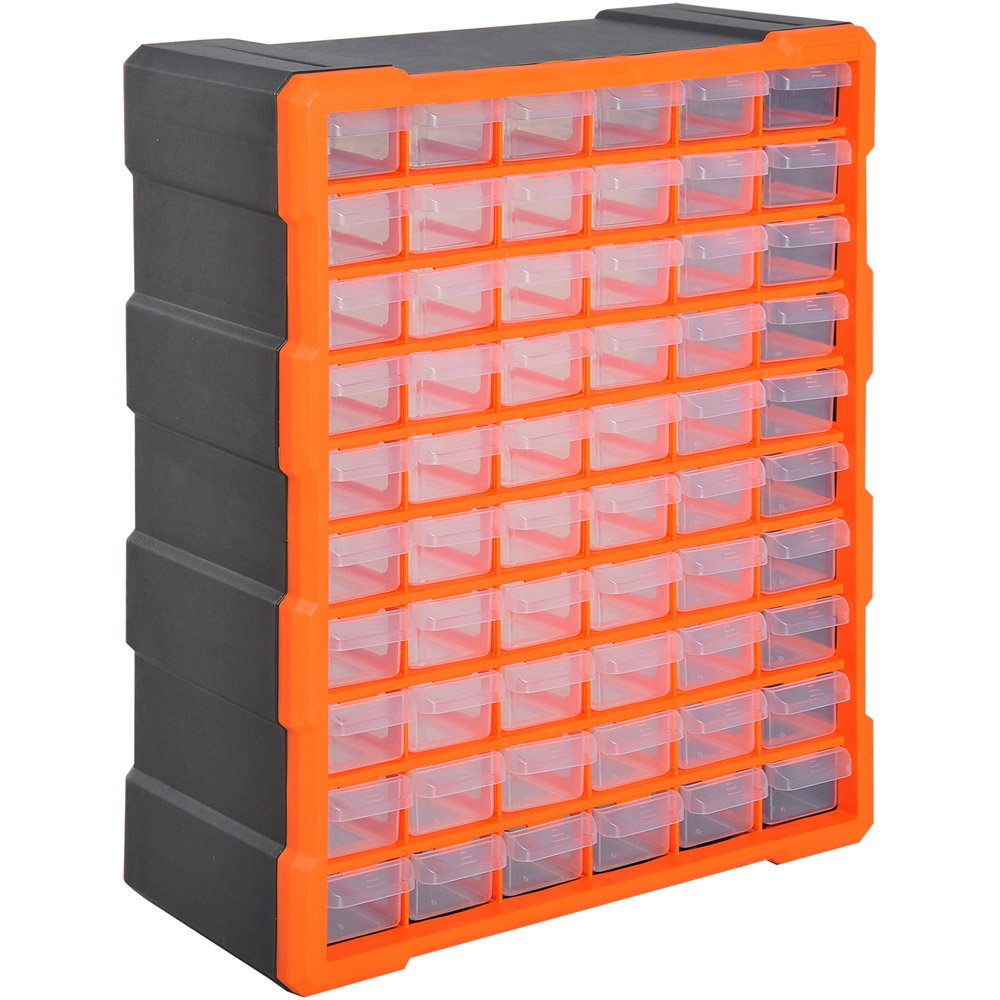 Durhand 60 Drawer Orange Storage Organiser Image 1