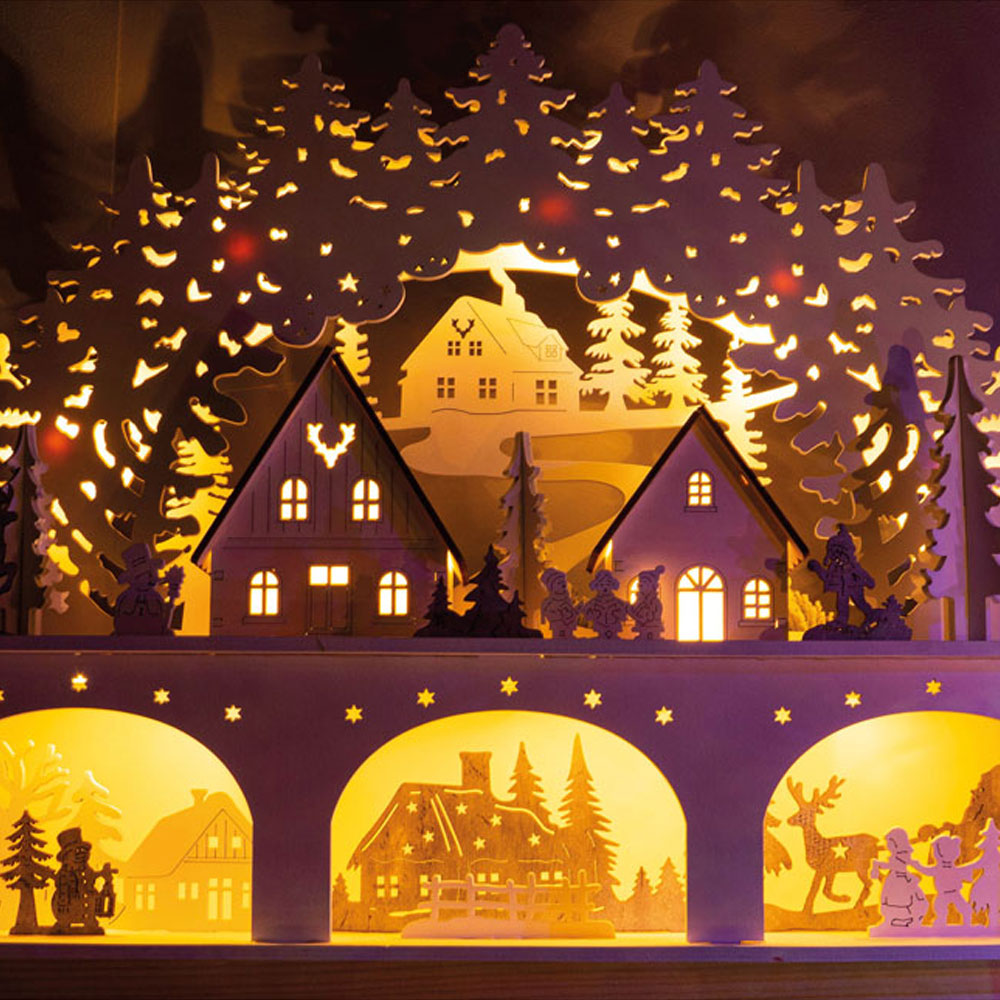 St Helens White Light Up Wooden Festive Scene Design Image 3