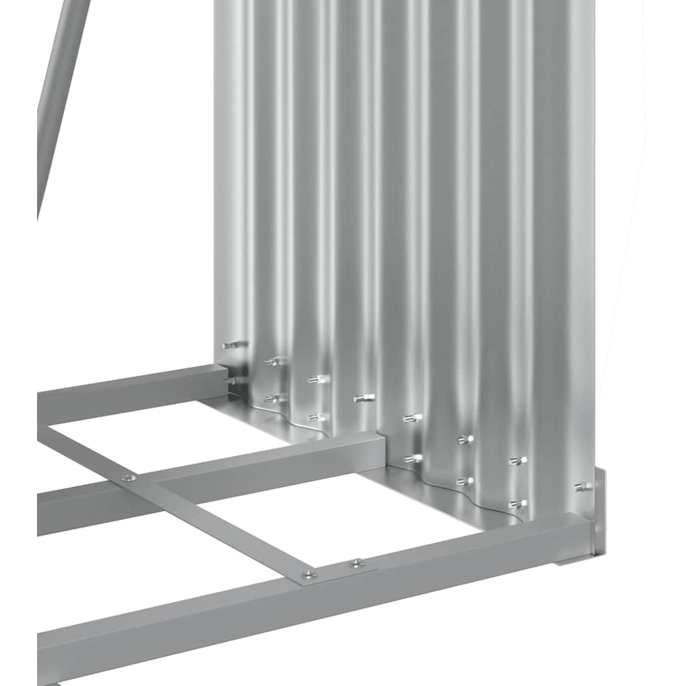 vidaXL Grey Galvanised Steel Firewood Log Holder 100 x 40 x 45cm Image 5