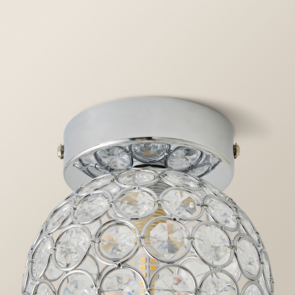 ValueLights Ella Chrome Sphere Globe Jewel LED Flush Ceiling Light Image 4