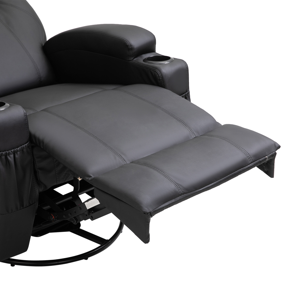 Portland Black PU Leather Manual Recliner Chair with Remote Control Image 3