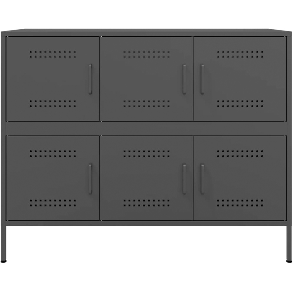 vidaXL 6 Door Black Metal Sideboard Image 3