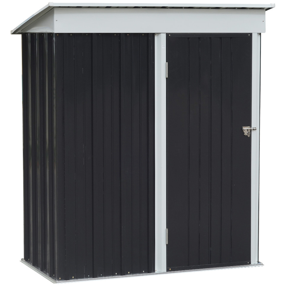 Living and Home 5.9 x 5.3 x 3ft Black Peaked Storage Shed with Shelves Image 1