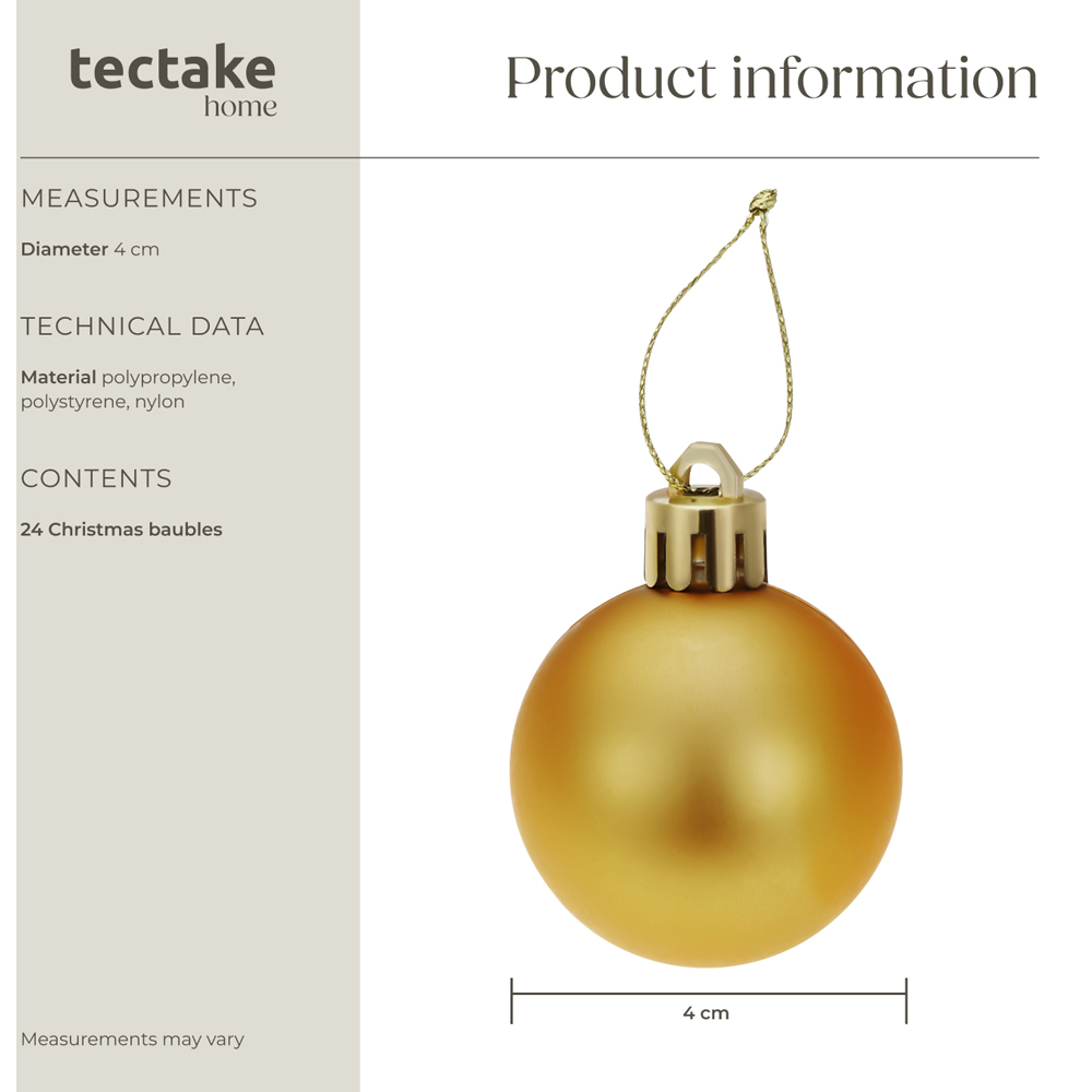 tectake White and Gold Christmas Baubles 24 Pack Image 9