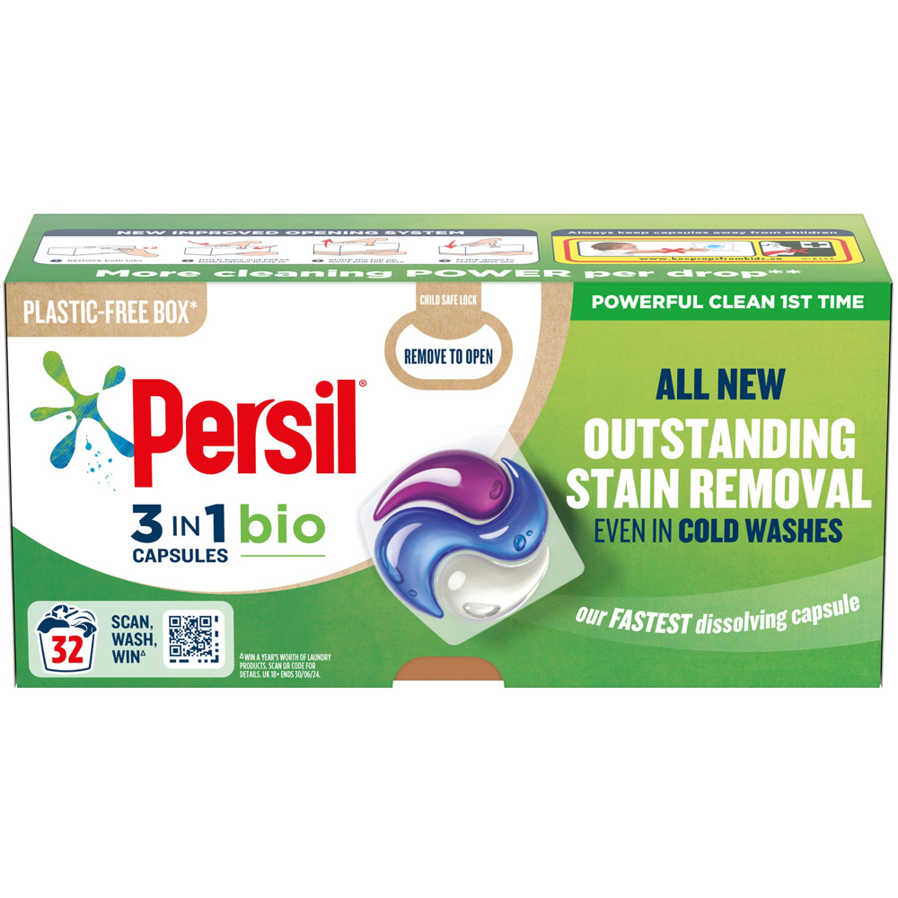 Persil 3 in 1 Bio Washing Capsules 32 Washes Image 1
