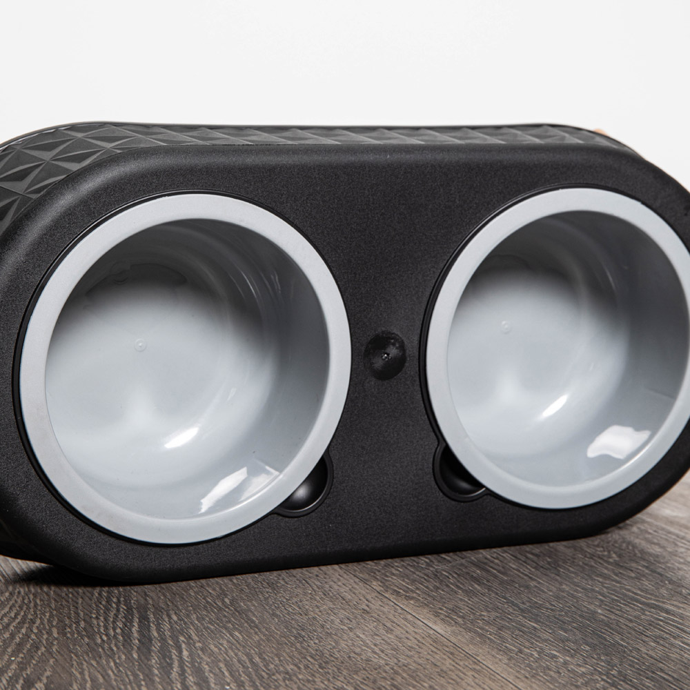 Samuel Alexander Black Plastic Raised Double Pet Bowl Feeding Station with Stand 16 x 9cm Image 5