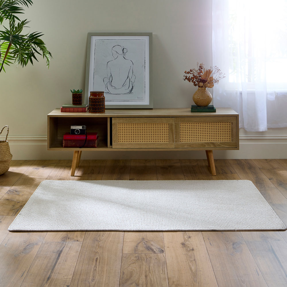 My Mat Ivory Sculptured Waffle Texture Washable Rug 80 x 120cm Image 2