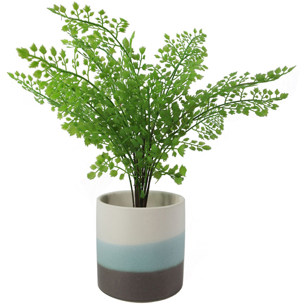 Leaf Blue Stripe Ceramic Planter 12cm Image 2