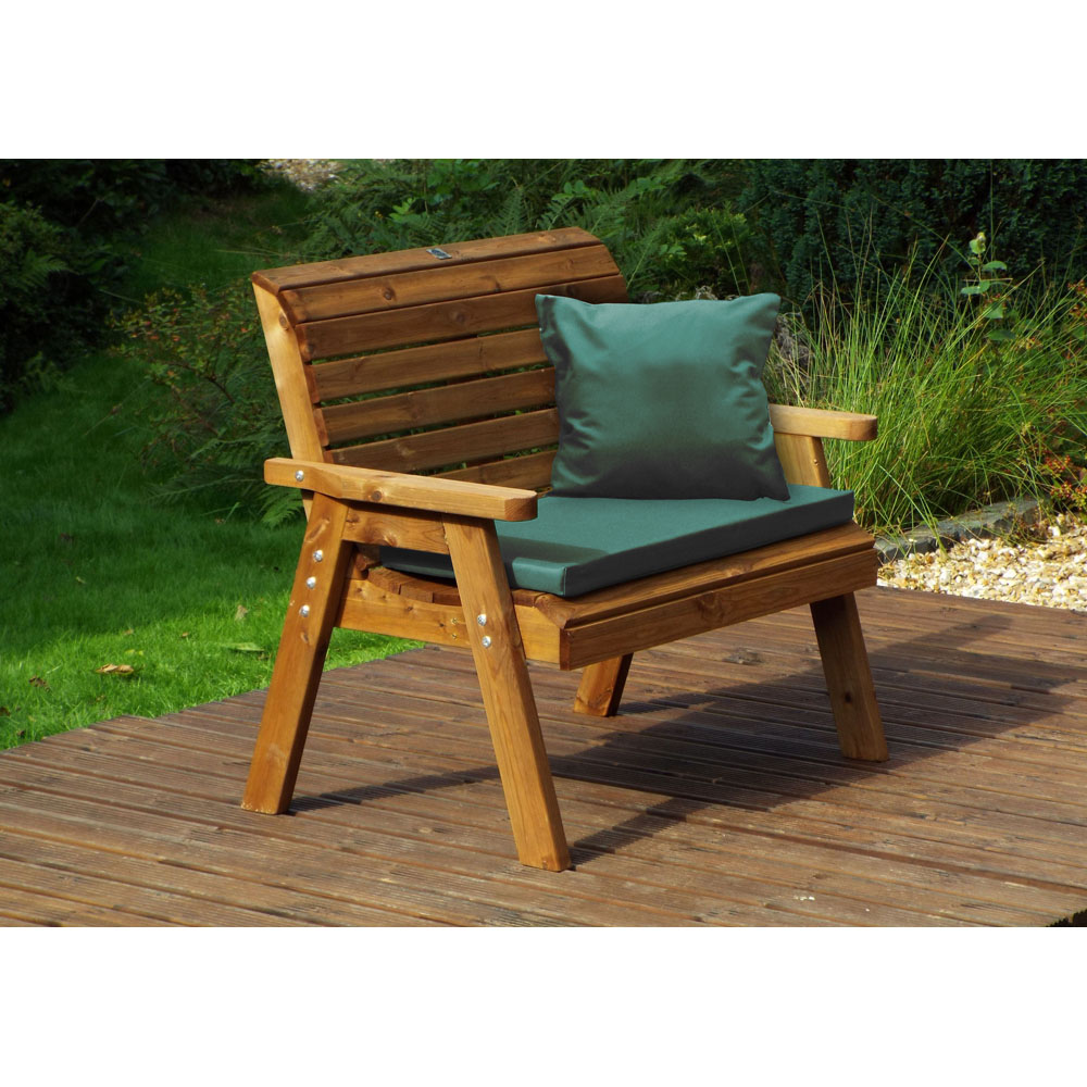 Charles Taylor 2 Seater Traditional Bench with Green Cushions Image 7