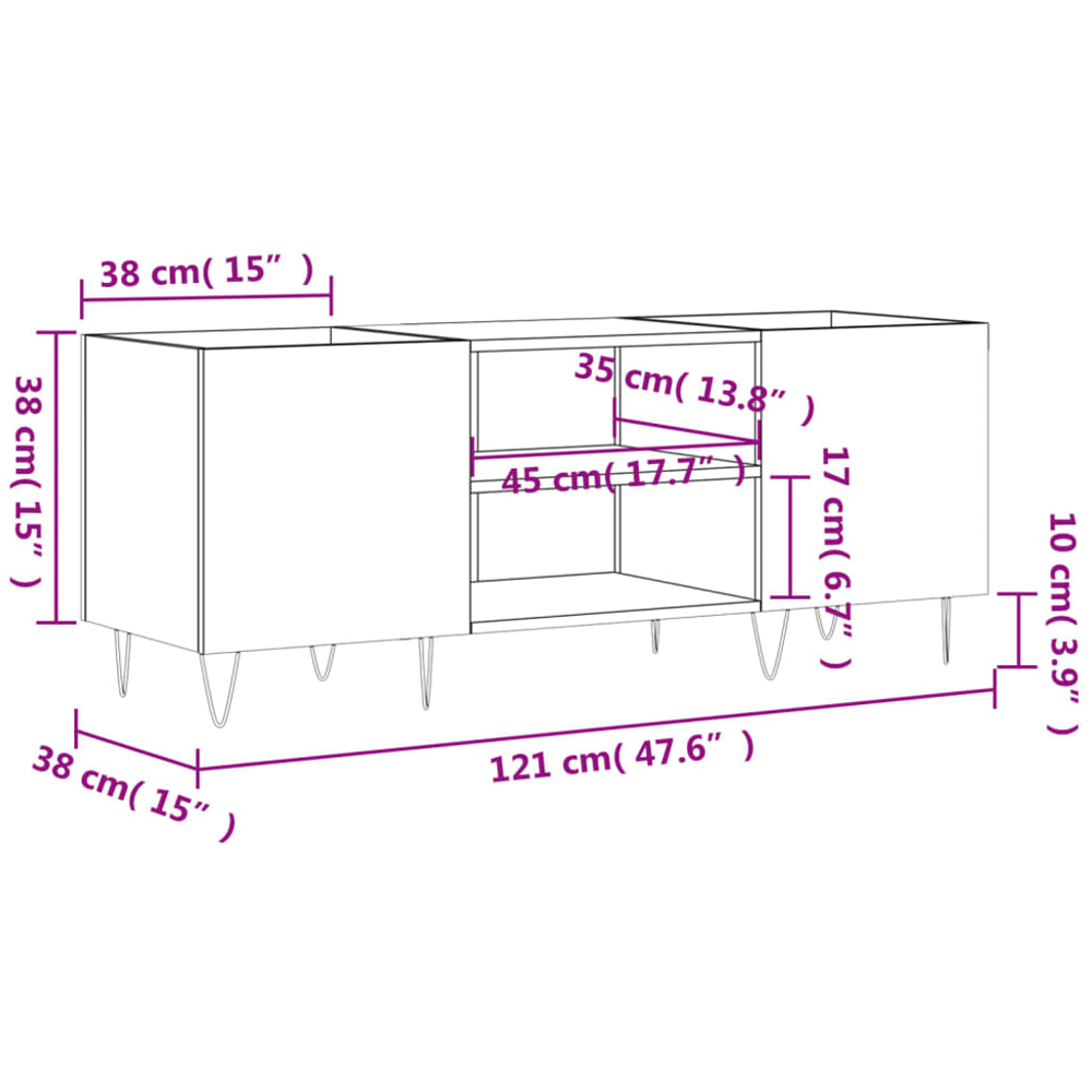 vidaXL 2 Shelf Grey Sonoma Record Cabinet Image 9