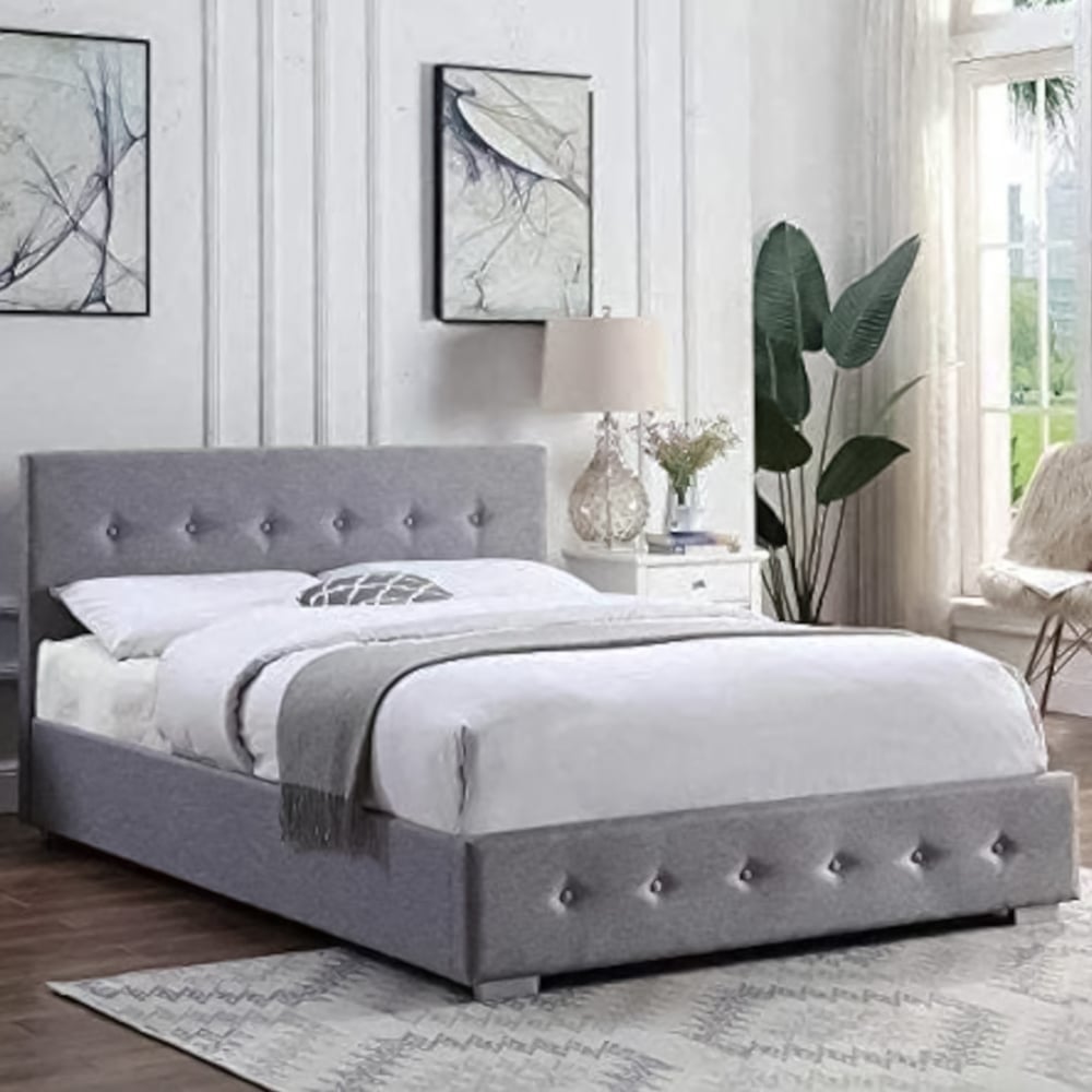 Home Treats Double Grey Ottoman Storage Bed Frame Image 5