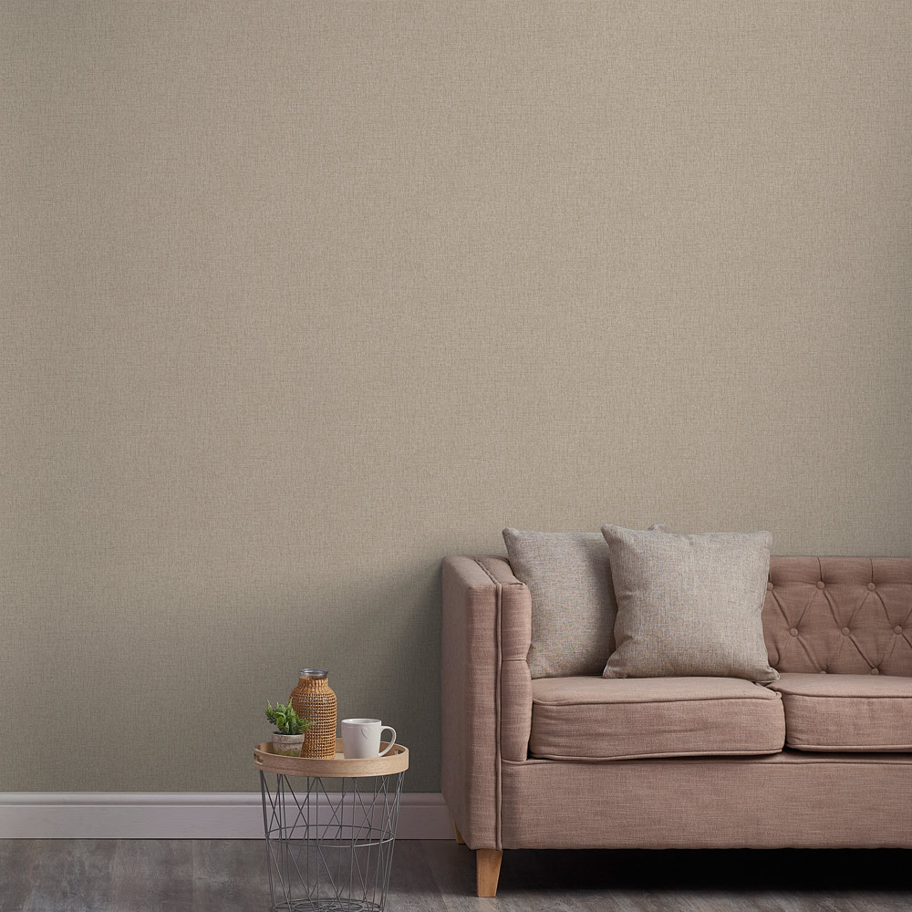 Grandeco Twill Plain Fabric Light Grey Taupe Textured Wallpaper Image 3