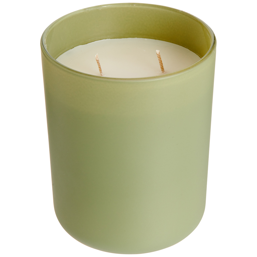 Wilko Green Frosted Candle with Lid Image 2