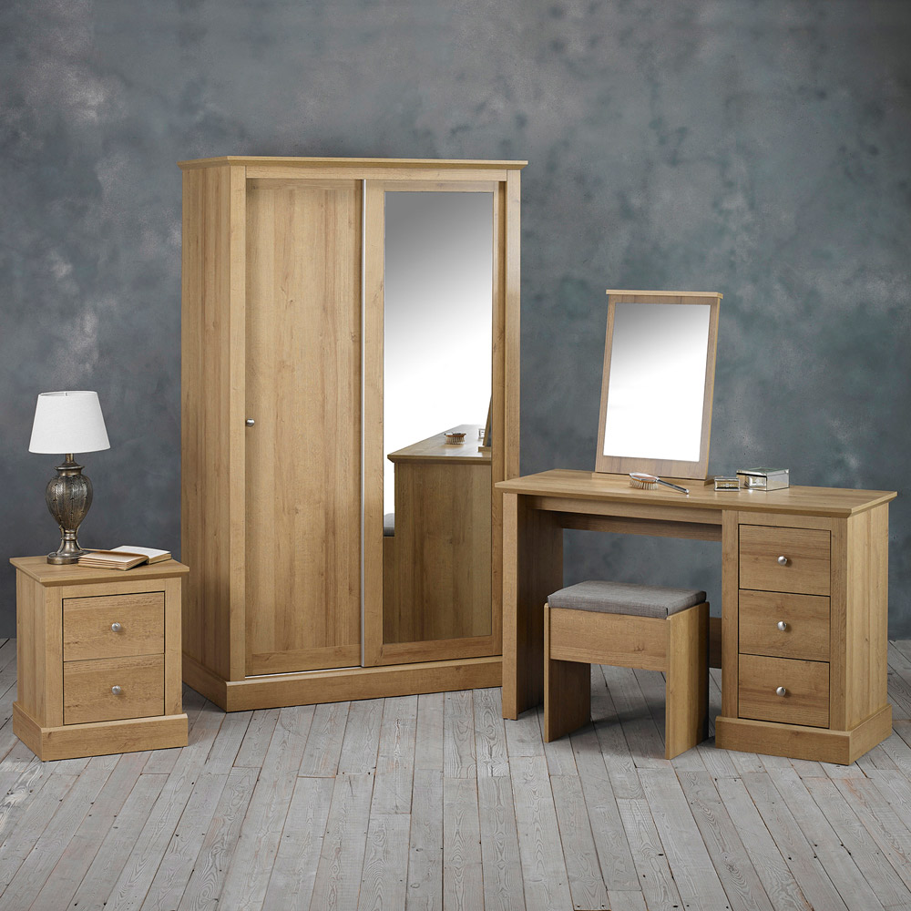 LPD Furniture Devon 3 Drawer Oak Dressing Table Set Image 3