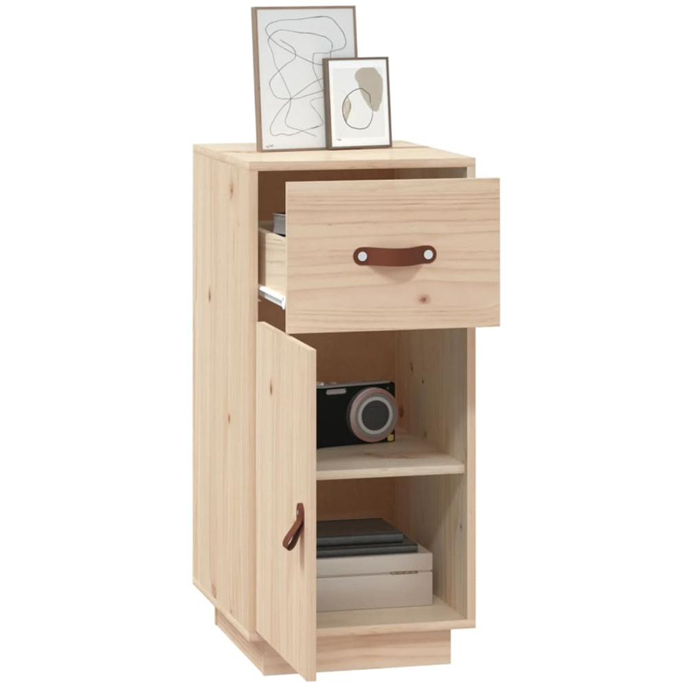 vidaXL Single Door Single Drawer Solid Wood Pine Sideboard Image 5