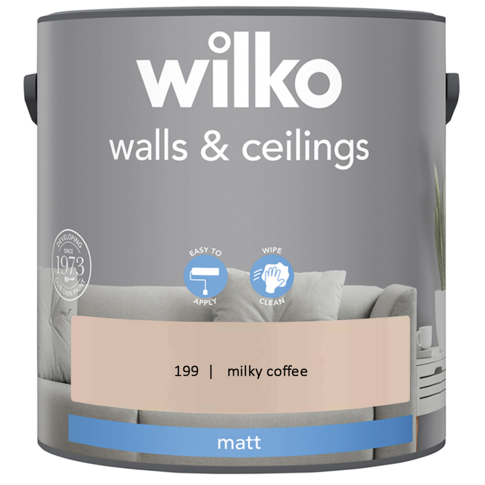 Wilko Walls & Ceilings Milky Coffee Matt Emulsion Paint 2.5L Image 2