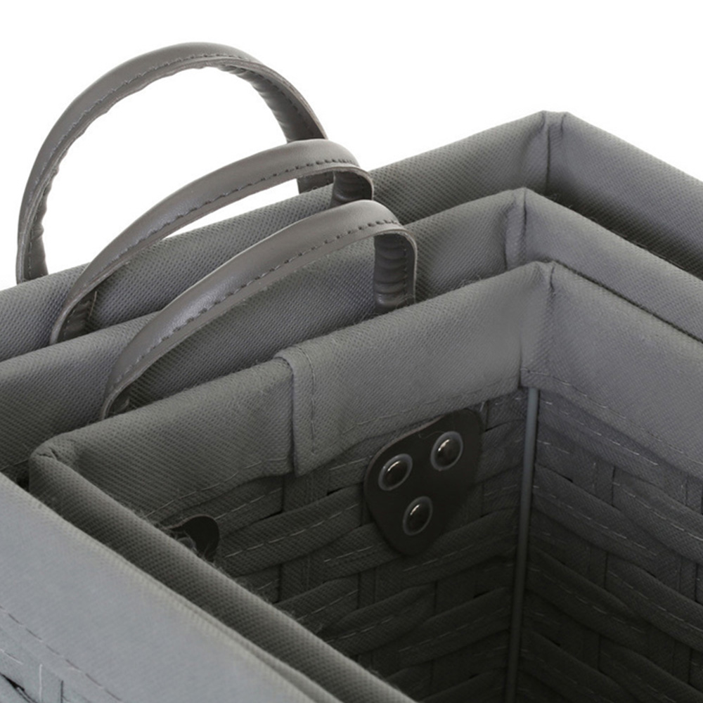 Premier Housewares Lida Grey Rectangular Storage Basket Set of 3 Image 4