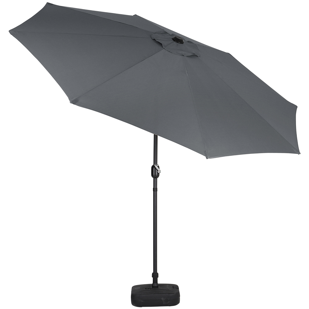 Living and Home Dark Grey Round Crank Tilt Parasol with Plastic Fillable Base 3m Image 6