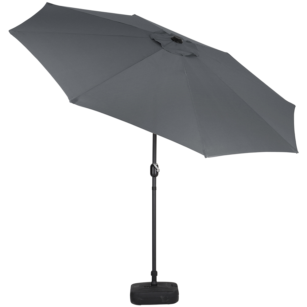 Living and Home Dark Grey Round Crank Tilt Parasol with Square Base 3m Image 3