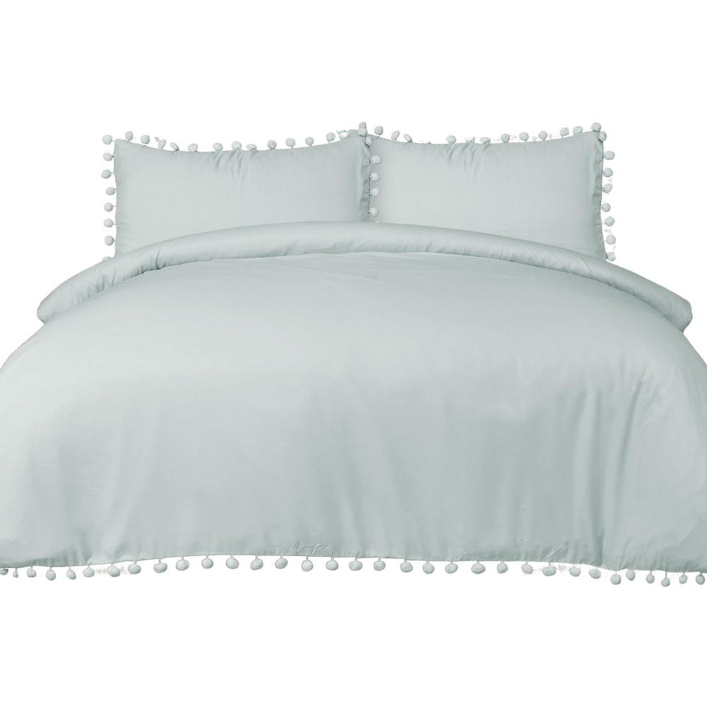 Smart Living Single Duck Egg Pom Pom Duvet Cover Set Image 2