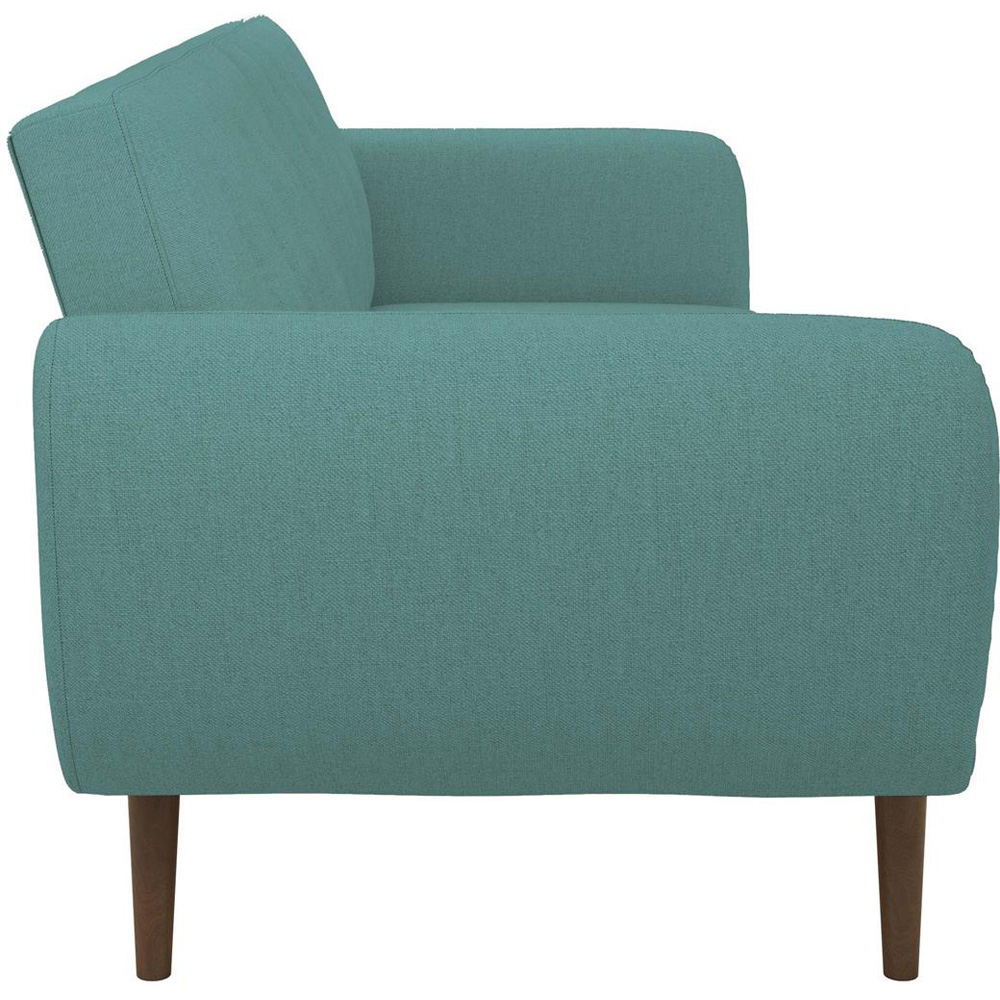 Novogratz Brittany 3 Seater Light Blue Linen Sofa Bed with Wooden Legs Image 5