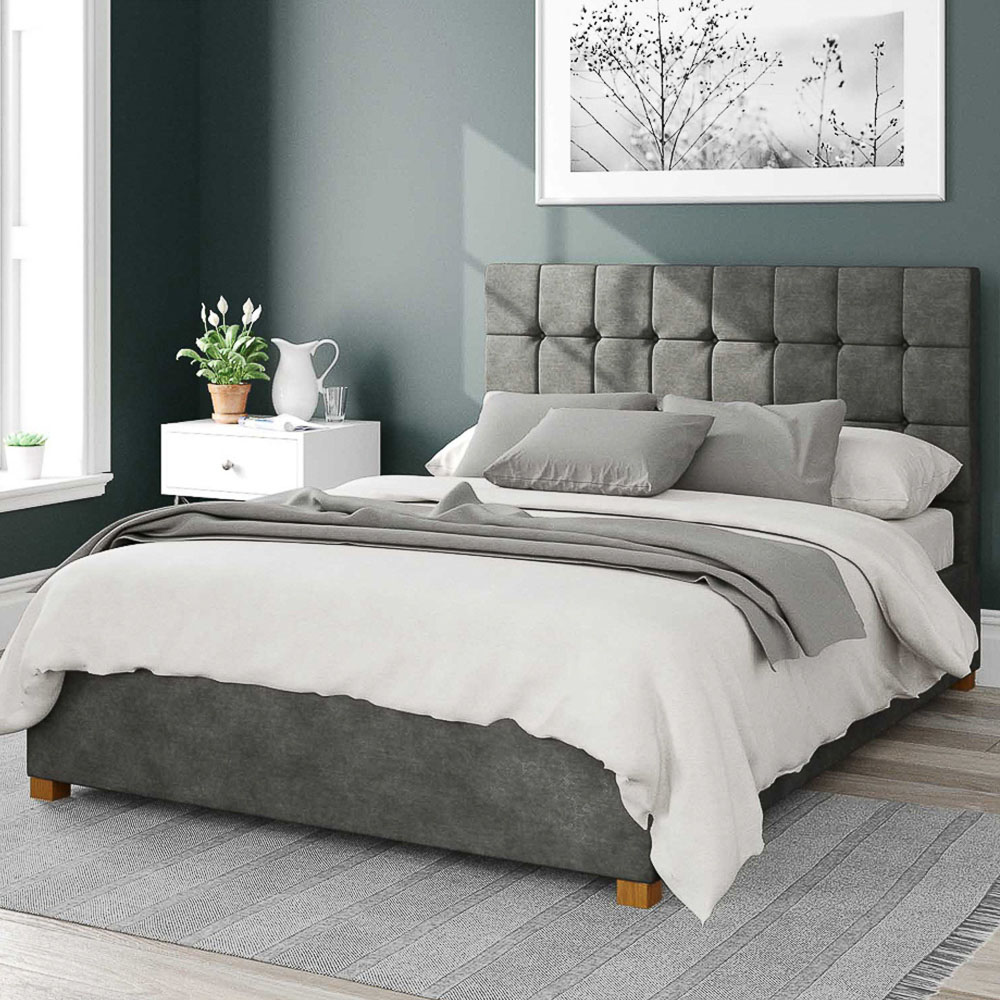 Aspire Sinatra Single Granite Kimiyo Linen Ottoman Bed Image 1