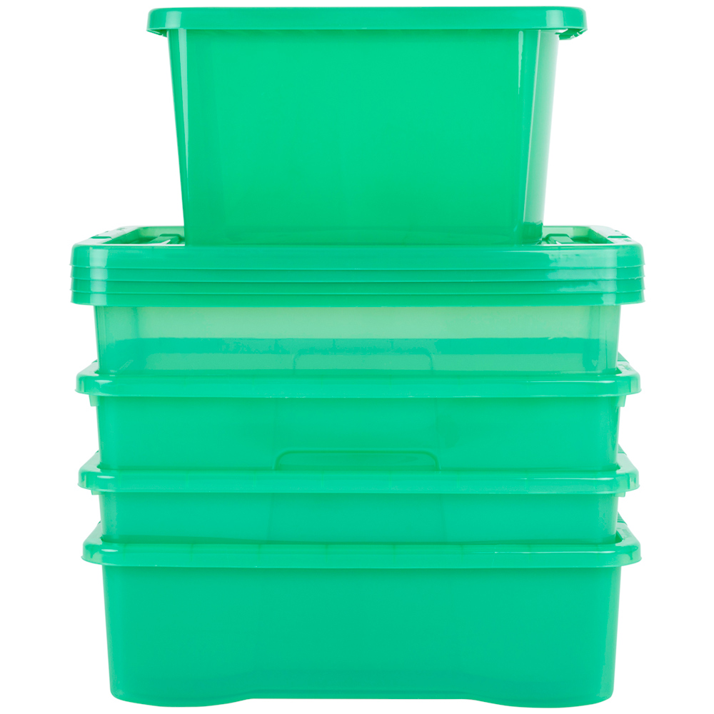 Wham Multisize Crystal Stackable Plastic Green Storage Box and Lid Set 5 Piece Image 3