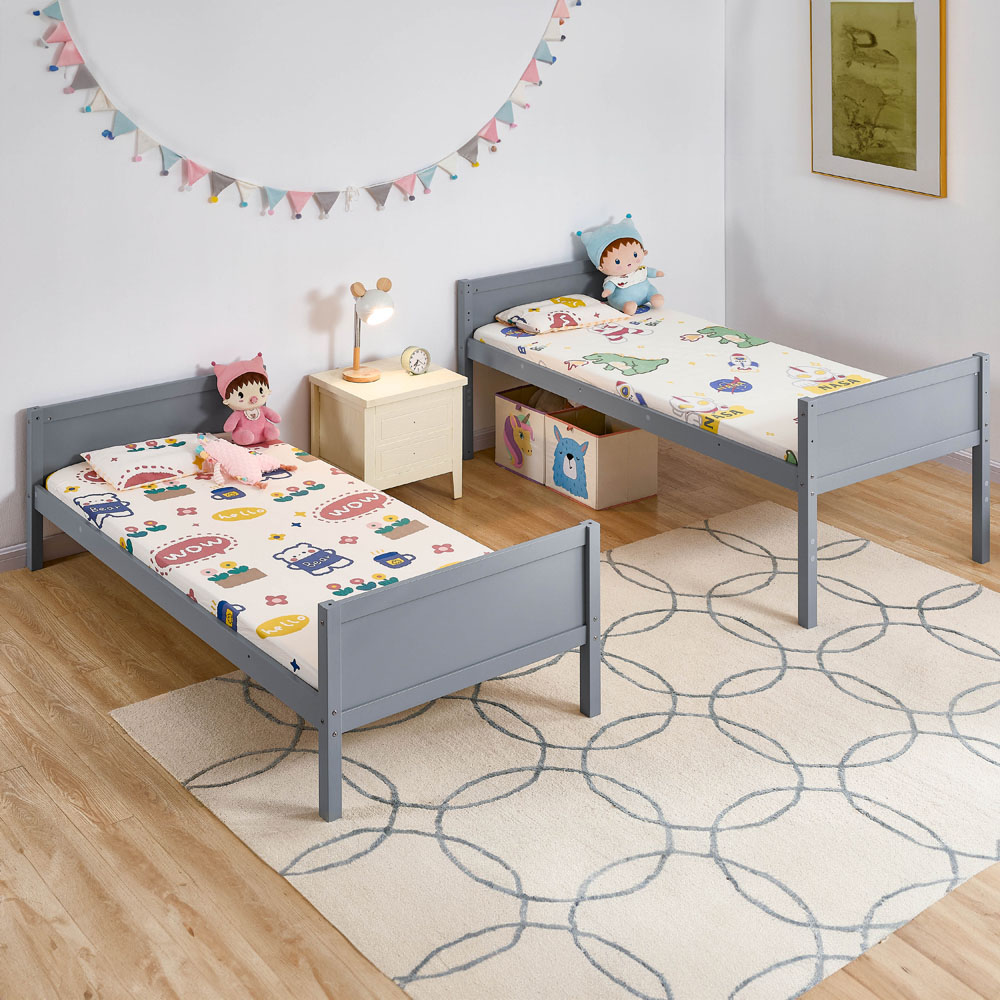 JUNIOR VIDA Gemini Single Grey Detachable Bunk Bed with Foam Mattress Image 5