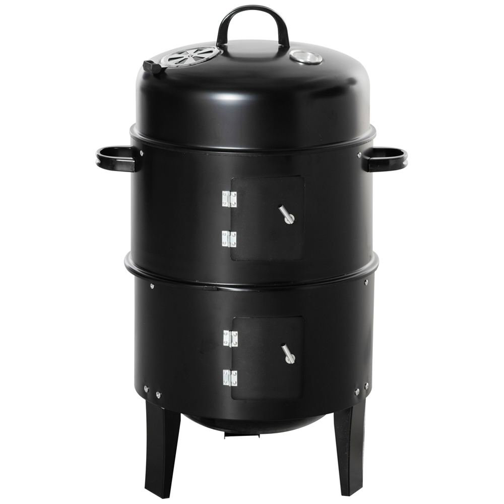 Outsunny 3 in 1 Charcoal Smoker BBQ Grill Image 1