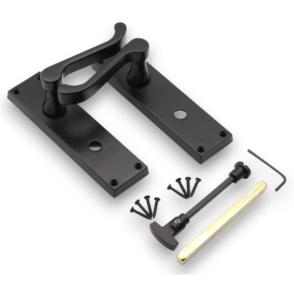 Spira Brass Victorian Matt Black Scroll Bathroom Lever Door Handle 2 Pack Image 4