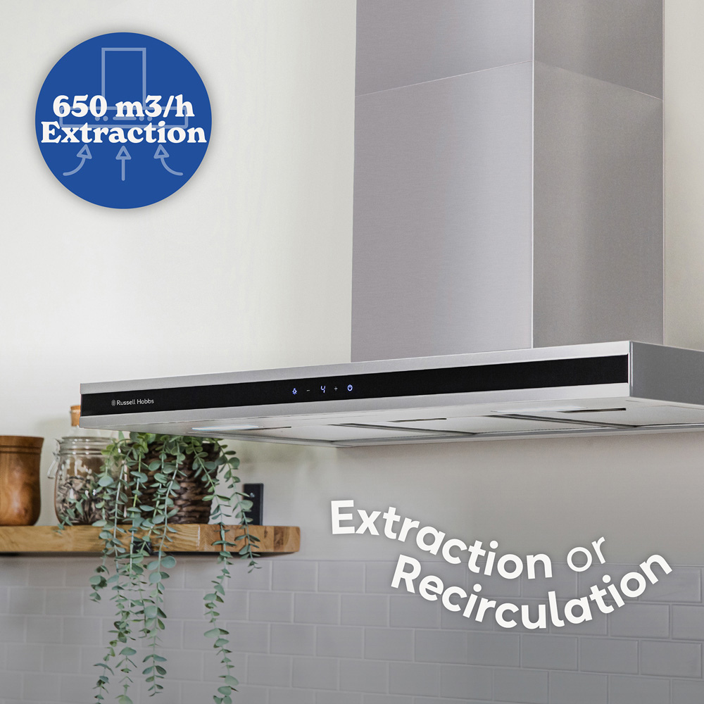 Russell Hobbs RHGCH903SS Stainless Steel T-Shaped 90cm Chimney Cooker Hood Image 6