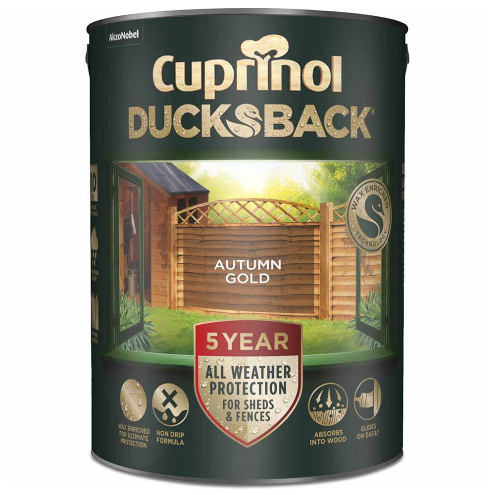 Cuprinol 5 Year Ducksback Autumn Gold Exterior Wood Paint 5L Image 2
