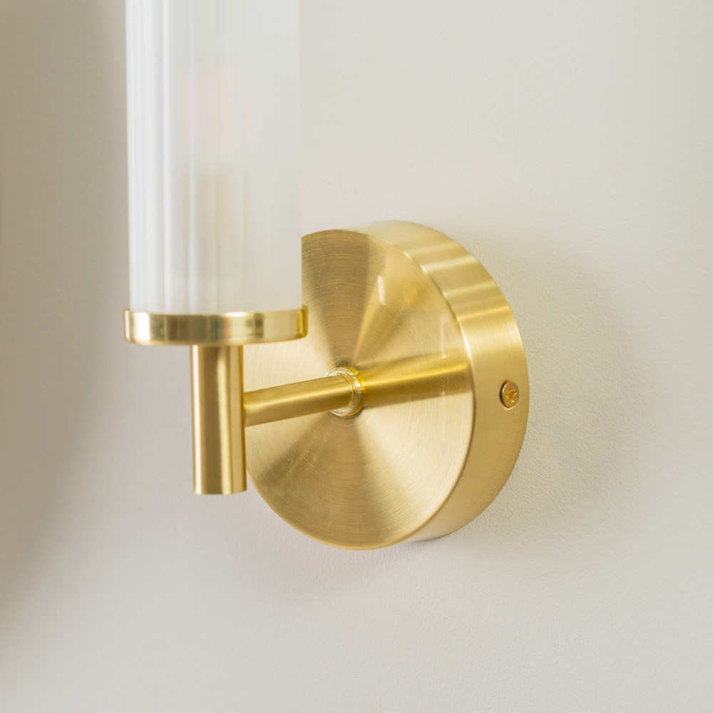 ValueLights Canya Matte Gold Frosted Reeded Glass LED Wall Light Image 3