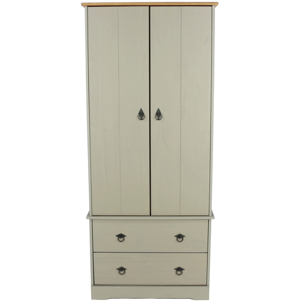 Core Products Corona Classic 2 Door 2 Drawer Grey Pine Wood Wardrobe Image 3