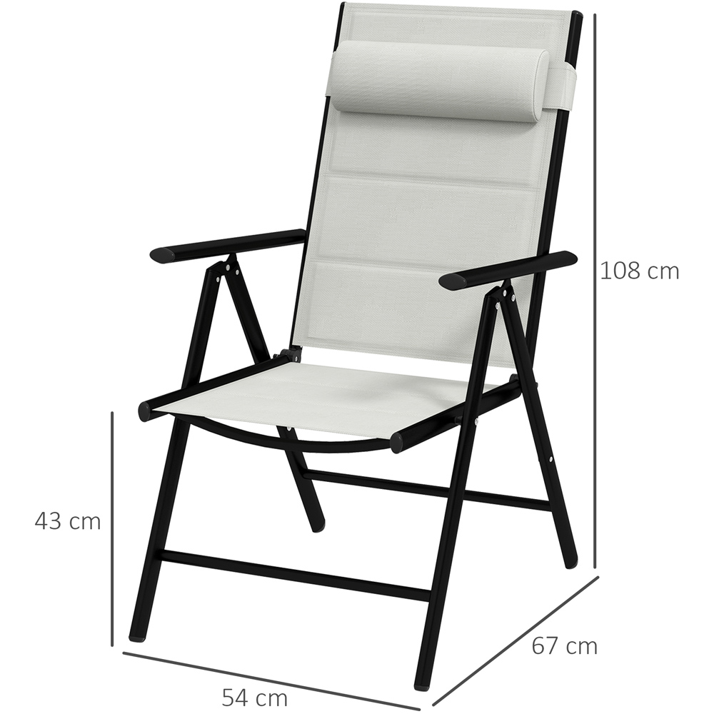Outsunny Set of 2 Light Gey Folding Chairs with Adjustable Back Image 6