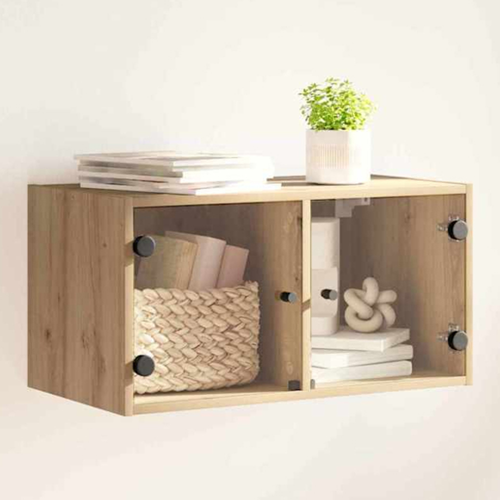 vidaXL 2 Glass Door Artisan Oak Wall Cabinet Image 1