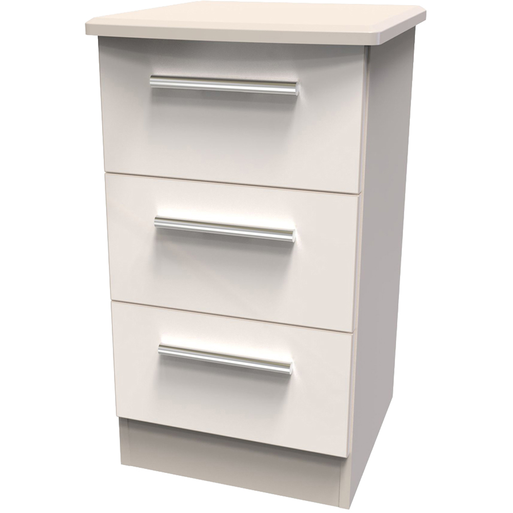 Crowndale Knightsbridge 3 Drawer Kashmir Gloss Bedside Cabinet Ready Assembled Image 3