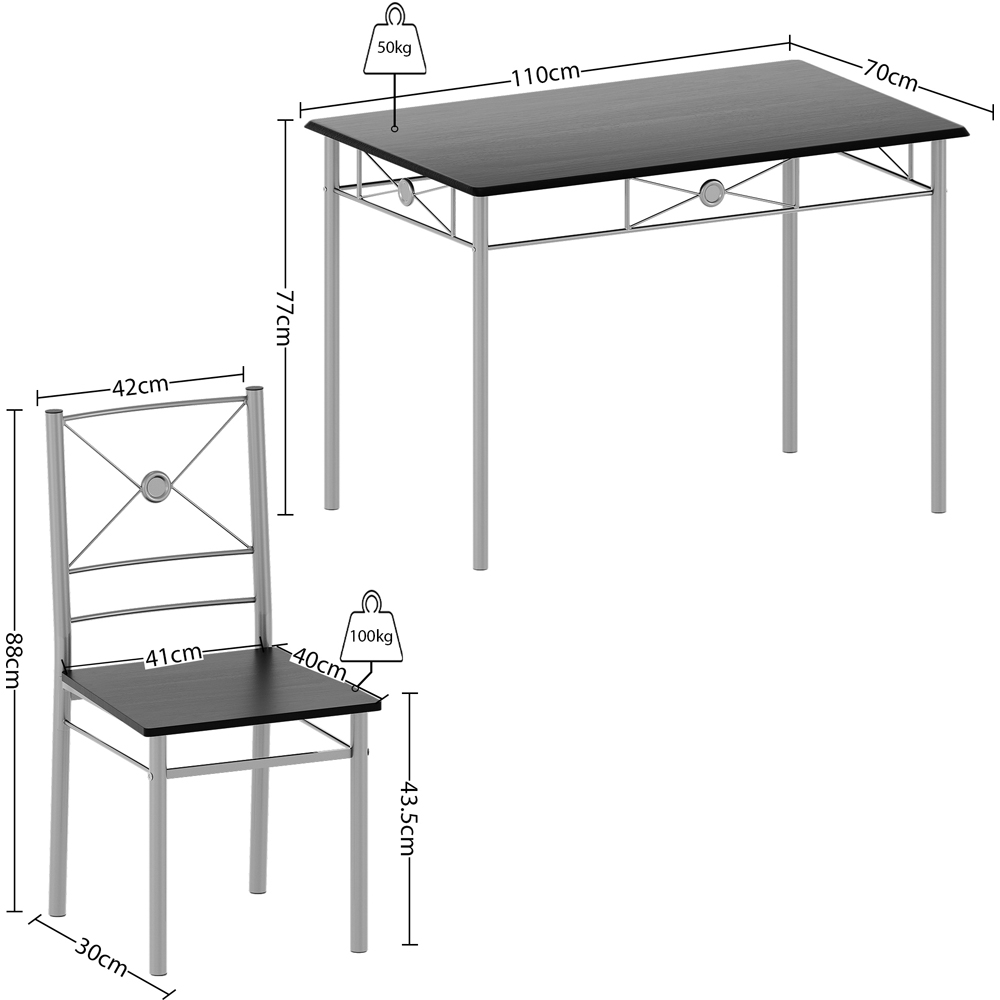 Vida Designs Roslyn 4 Seater Dining Set Black Image 6
