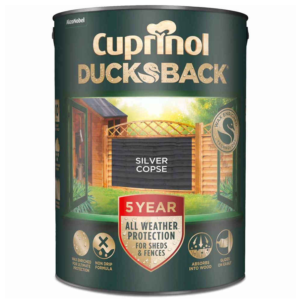 Cuprinol 5 Year Ducksback Silver Copse Exterior Wood Paint 5L Image 2