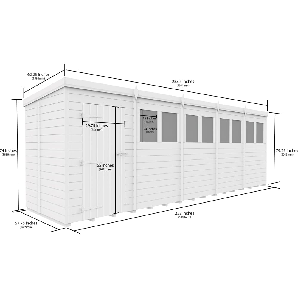 DIY Sheds 20 x 5ft Tongue and Groove Timber Pent Garden Shed Image 9
