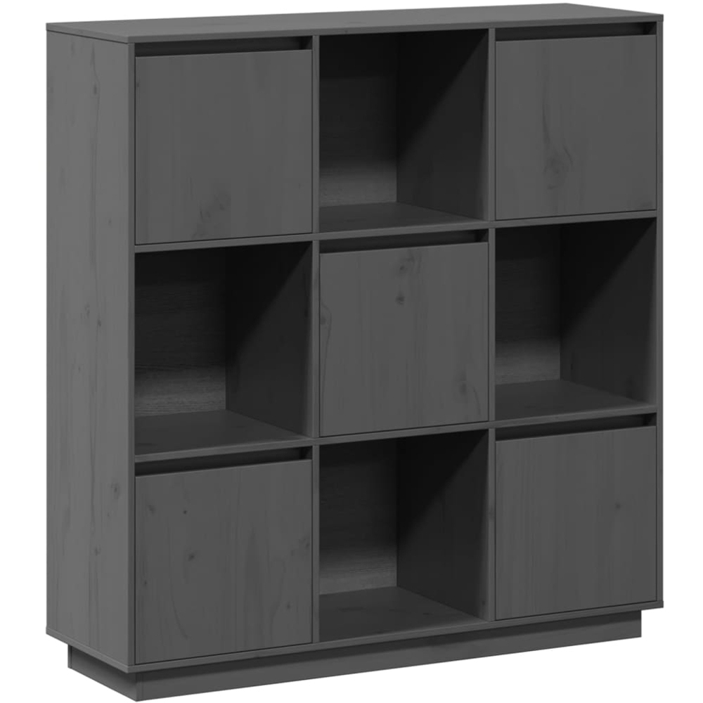vidaXL 5 Door 4 Open Shelf Grey Solid Wood Pine Highboard Image 2