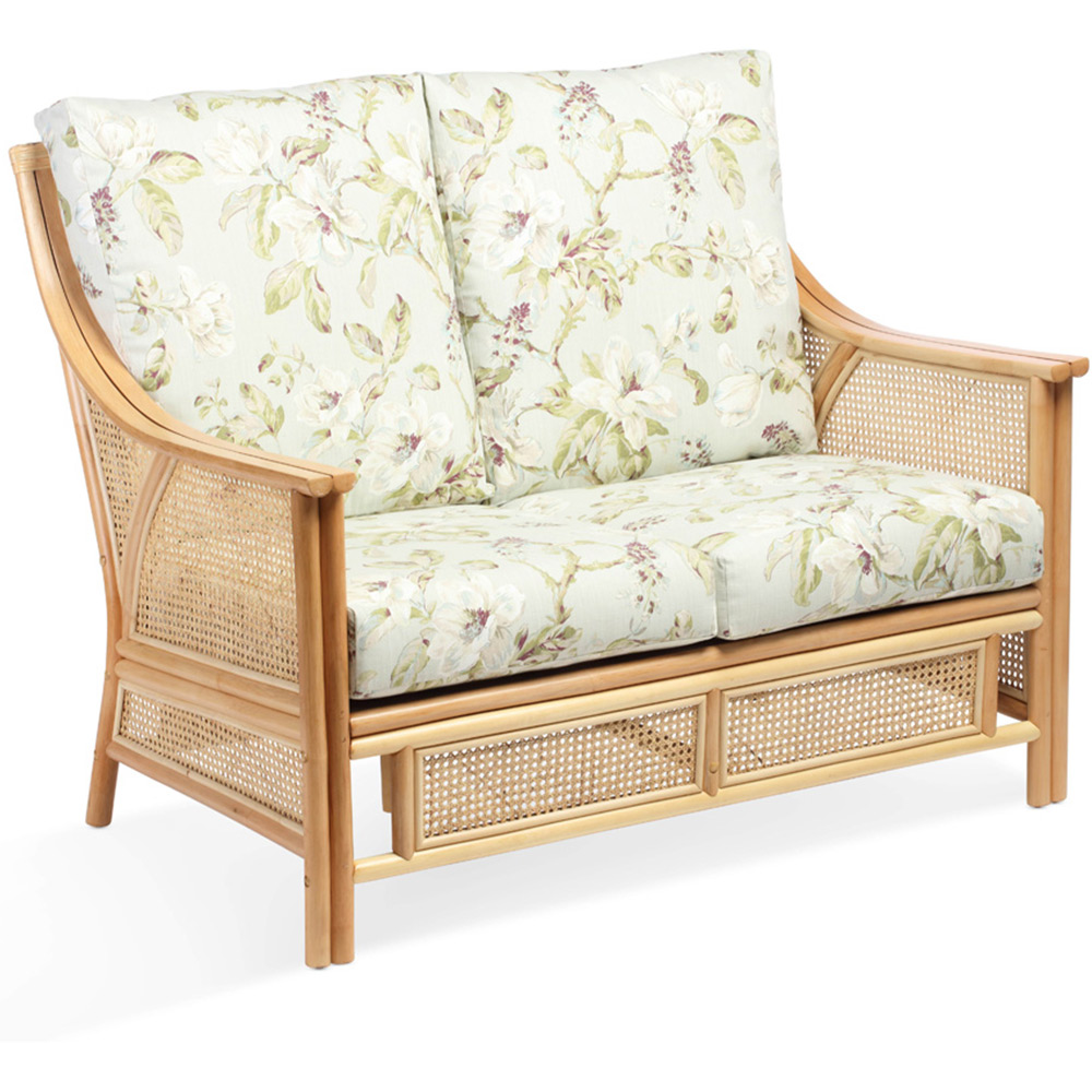 Desser Chester 2 Seater Natural Rattan Floral Fabric Sofa Image 2