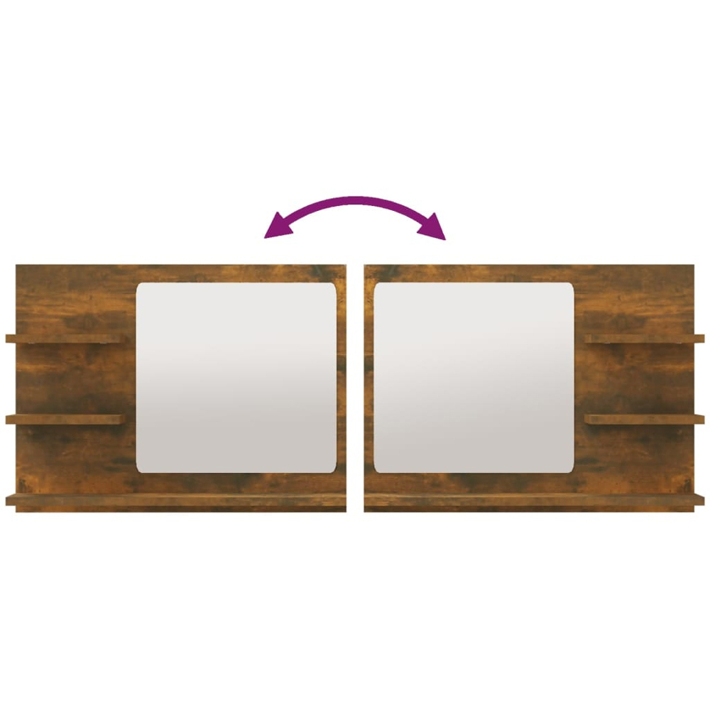 vidaXL 3 Shelf Smoked Oak Wall Mounted Bathroom Mirror Image 5