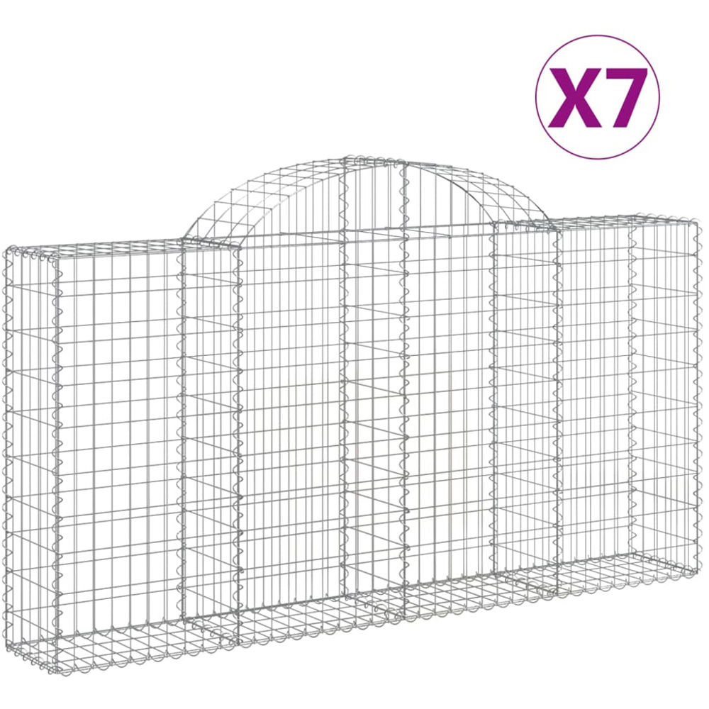 vidaXL Silver Galvanised Iron Arched Gabion Basket 200 x 30 x 100/120cm 7 Pack Image 4
