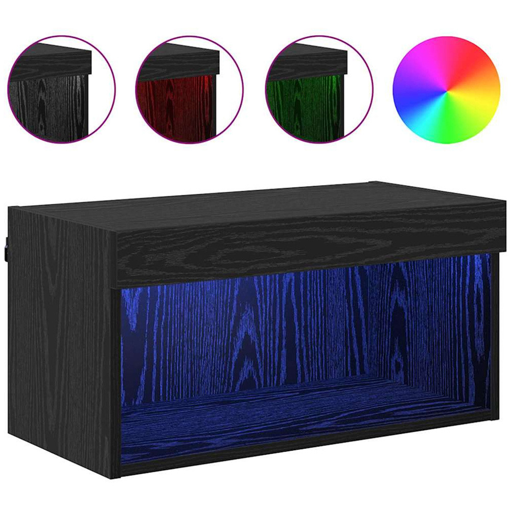 vidaXL Single Shelf Black Oak TV Cabinet with LED Lights Image 4