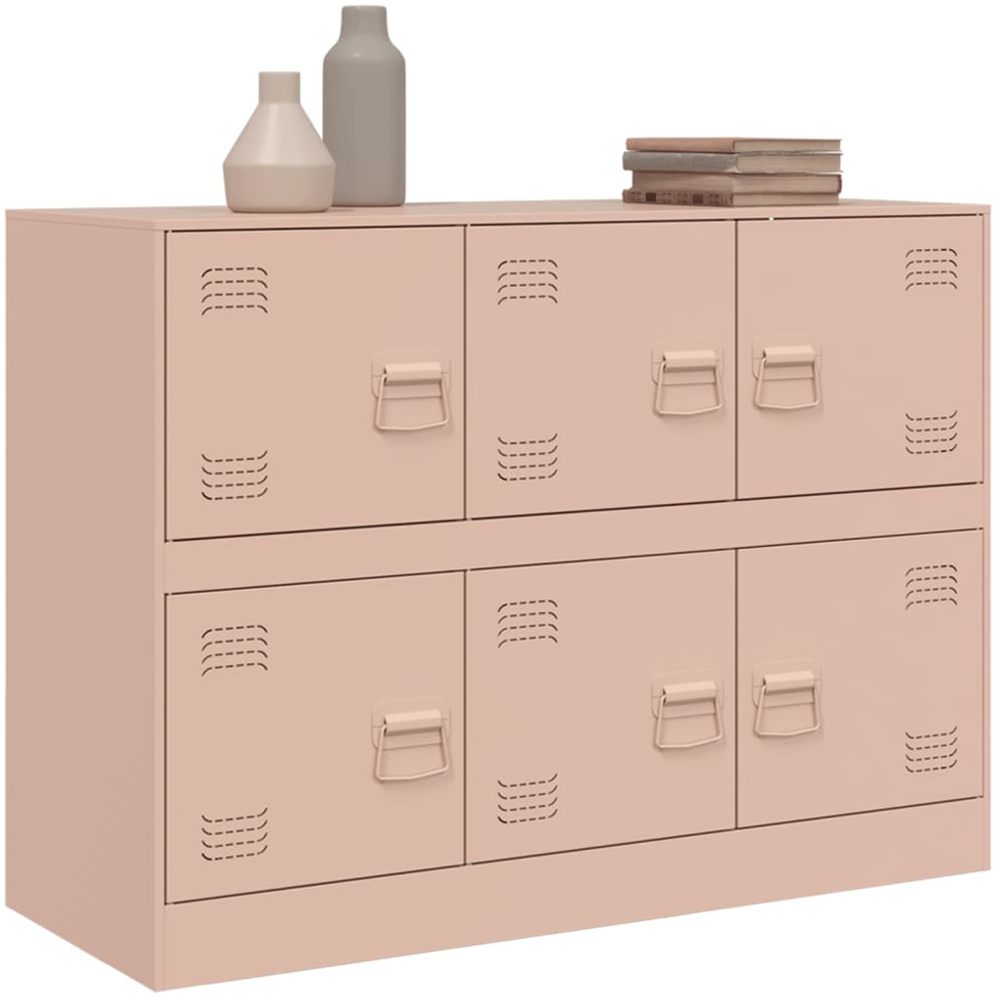 vidaXL 6 Door Pink Steel Sideboard Image 4