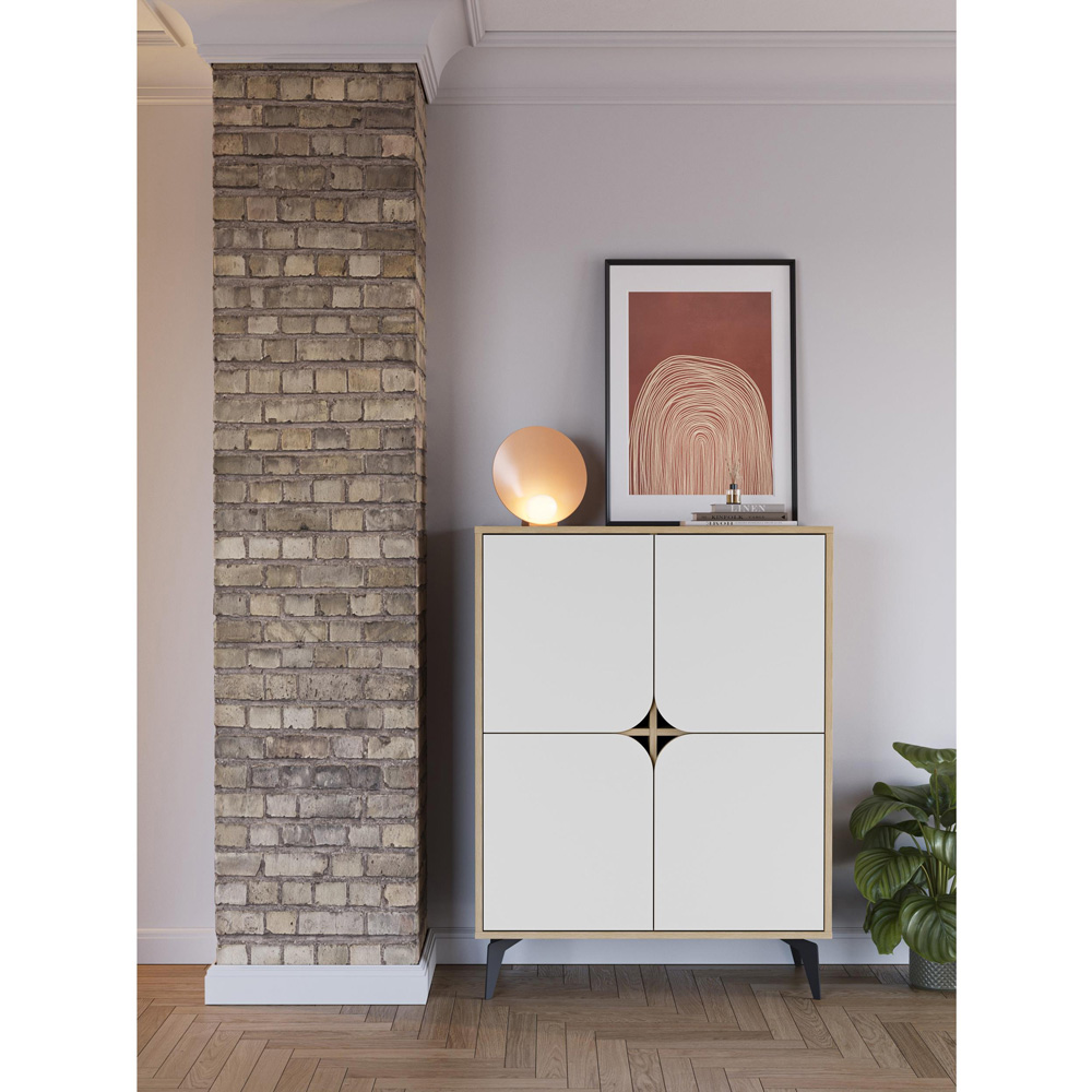 Decortie Spark 4 Door Sapphire Oak and White Cabinet Image 6
