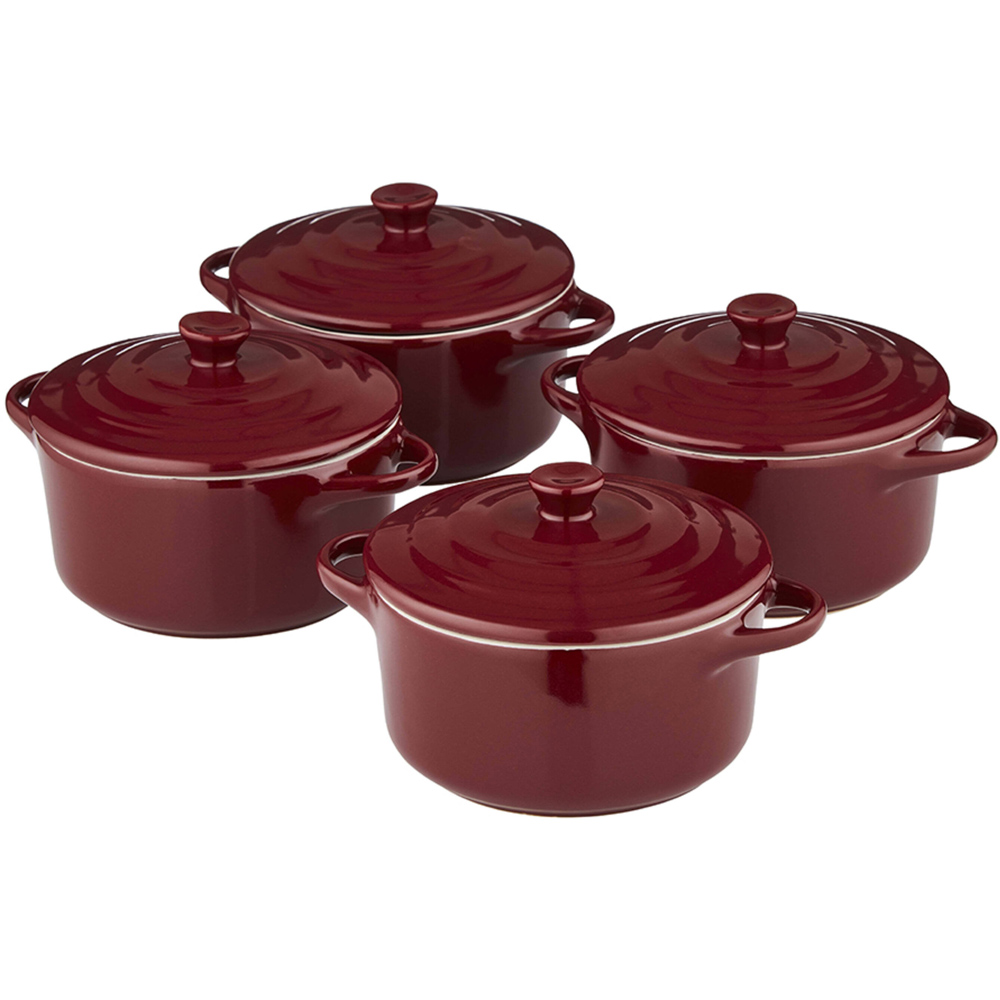 Barbary and Oak 10cm Bordeaux Red Set of 4 Ceramic Mini Casseroles Image 1