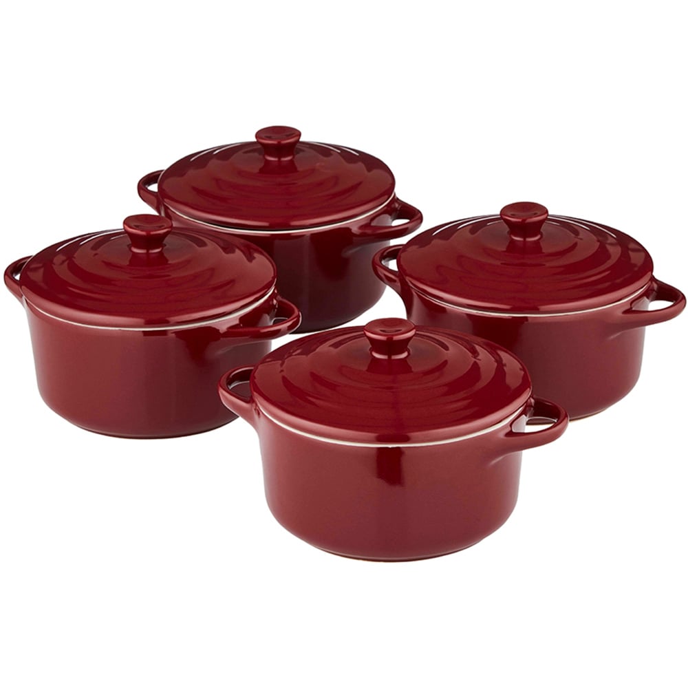 Barbary and Oak 10cm Bordeaux Red Set of 4 Ceramic Mini Casseroles Image 1