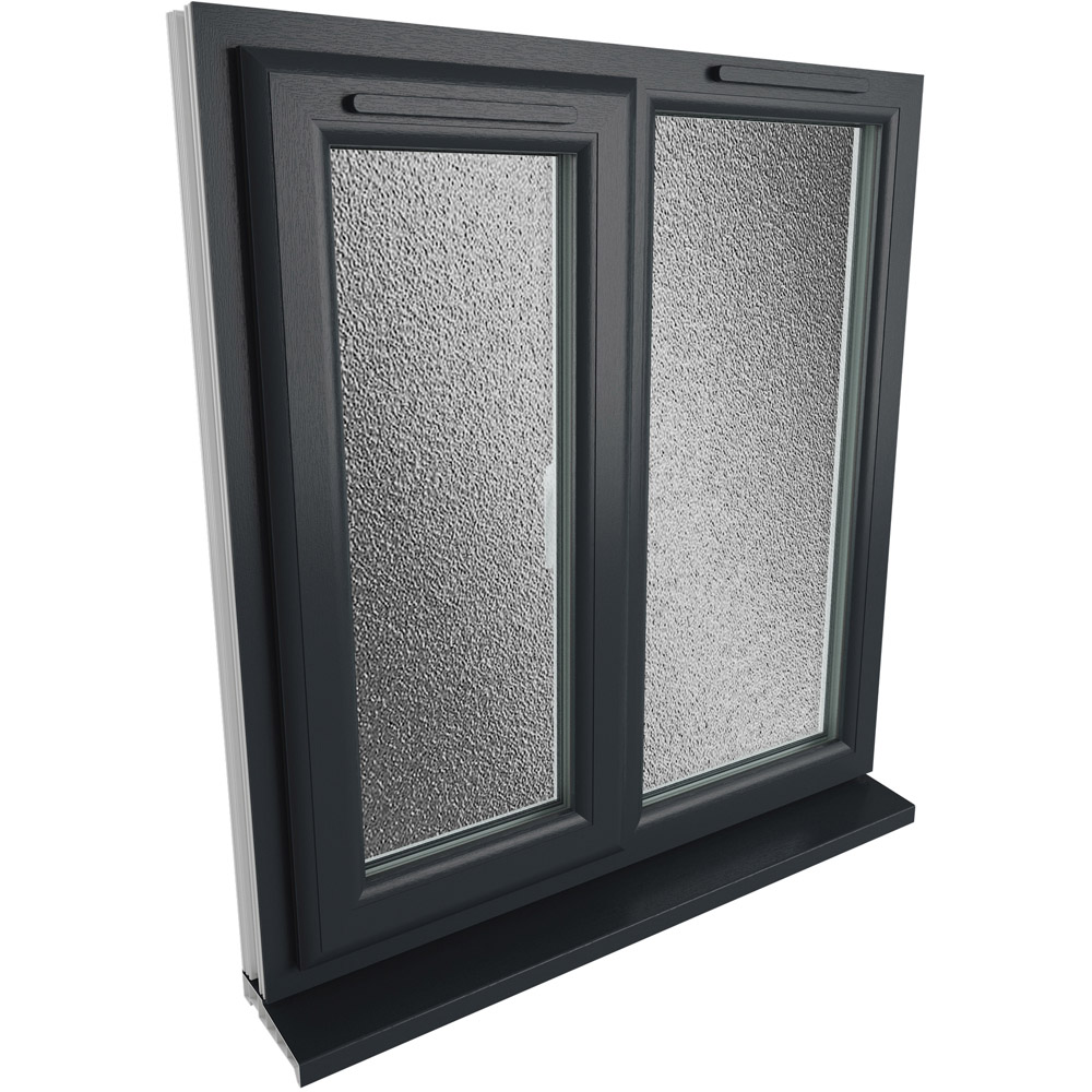 Crystal uPVC Triple Glazed Window LH Side Hung Next to a Fixed Grey White Obscure Glass 905x965mm Image 9
